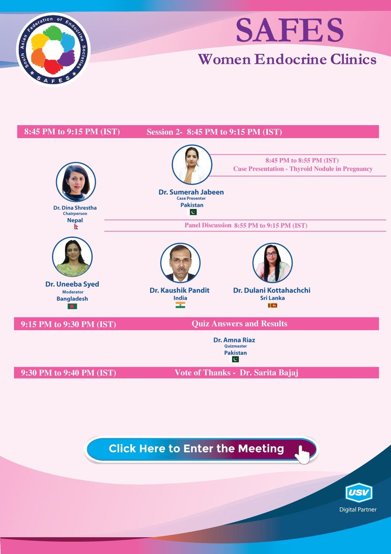 SAFES Women Endocrine Clinics: 19 Dec 2024 — Page 2 Session 2 (Thyroid Nodule in Pregnancy), Panelists, Quiz & Thanks
